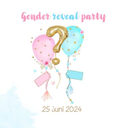 Uitnodiging gender reveal party balonnen 2