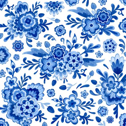 Uitnodiging geregistreerd partnerschap bloemen Delfts blauw 2
