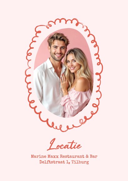 Uitnodiging geregistreerd partnerschap etentje doodle roze 2