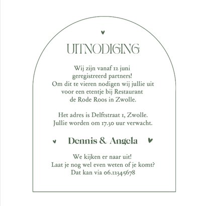 Uitnodiging geregistreerd partnerschap modern typografisch 3