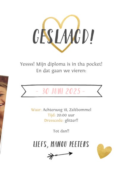 Uitnodiging geslaagd feestje fotocollage 3
