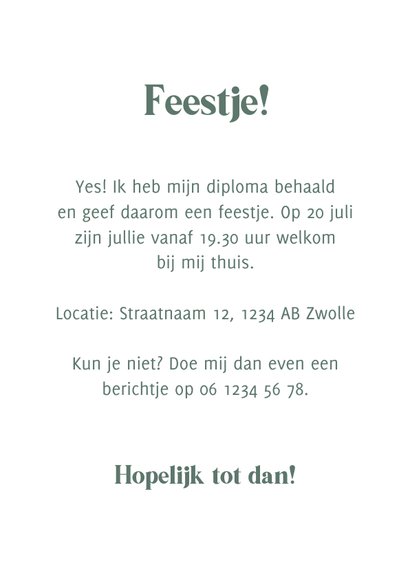 Uitnodiging geslaagdfeestje abstract met lijnen en foto 3
