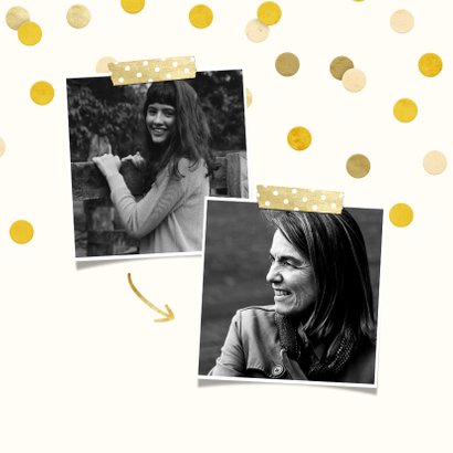 Uitnodiging gouden 'let's party' met confetti 2