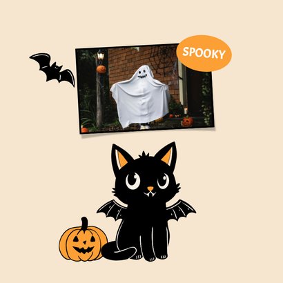Uitnodiging Halloween feestje met lieve kat 2