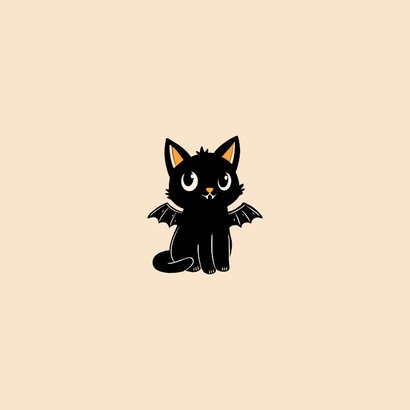 Uitnodiging Halloween feestje met lieve kat Achterkant