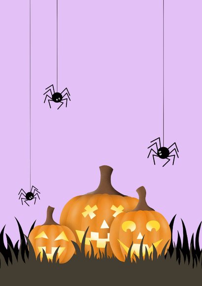 Uitnodiging halloween met kat spinnen en pompoenen 2