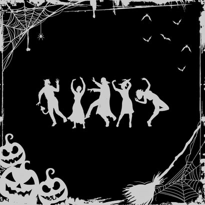 Uitnodiging Halloween Party Dansen In Een Pompoen Achterkant