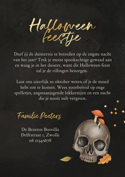 Uitnodiging Halloween pompoen schedel confetti herfst 3
