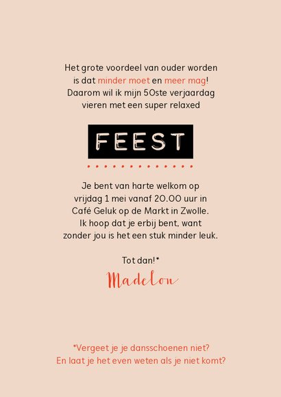Uitnodiging Het feest begint bij 50 3
