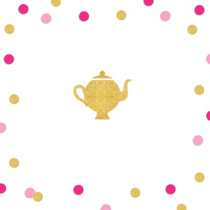 Uitnodiging High Tea confetti goud roze 2