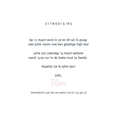 Uitnodiging High Tea met illustratie theepot 3