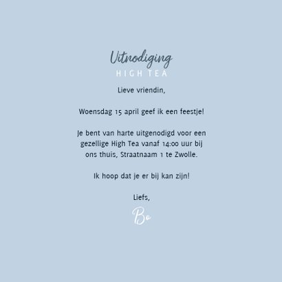 Uitnodiging High Tea met vrolijke illustraties 3