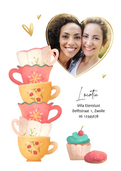 Uitnodiging high tea party partea illustratie taartjes 2