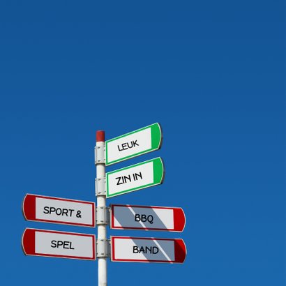 Uitnodiging hippe Wegwijzer 4 verkeersbord 2