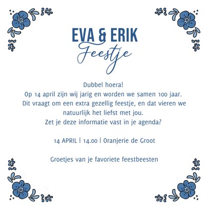 Uitnodiging Hollands feestje delftsblauw 3