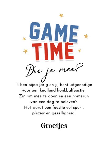 Uitnodiging honkbal feestje game time sport 3