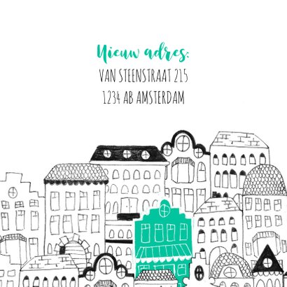 Uitnodiging housewarming illustratie herenhuisjes 2