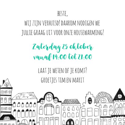 Uitnodiging housewarming illustratie herenhuisjes 3