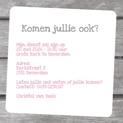 Uitnodiging hout emaille - BK 3