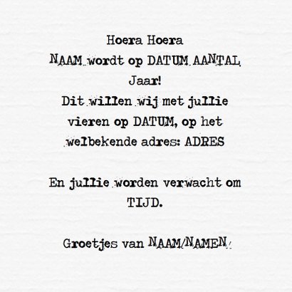 Uitnodiging hout en bord RB 3