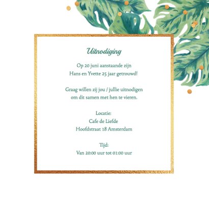 Uitnodiging huwelijksjubileum botanical foto 3