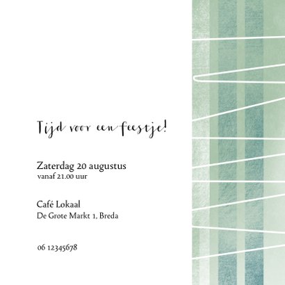 Uitnodiging in groen en wit met foto 3