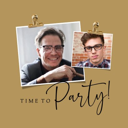 Uitnodiging 'Inhaal Party!' 50jaar bubbels goudlook glazen 2