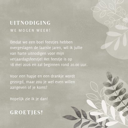 Uitnodiging inhaalfeestje botanisch met waterverf 3