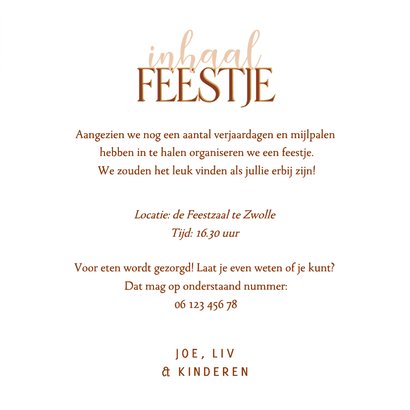 Uitnodiging inhaalfeestje met confetti 3