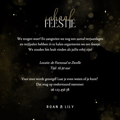 Uitnodiging inhaalfeestje zwart met goud 3