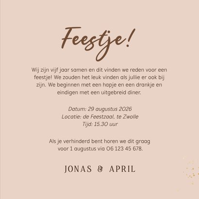 Uitnodiging jubileum 5 jaar samen houtlook fotocollage  3