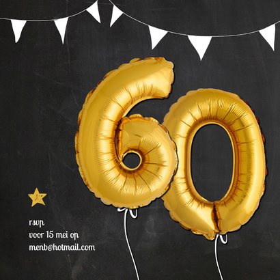 Uitnodiging jubileum 60 jaar ballonnen goud 2