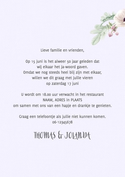 Uitnodiging jubileum anemonen 2