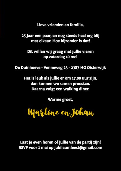 Uitnodiging jubileum champagne en slingers binnen eigen foto 3