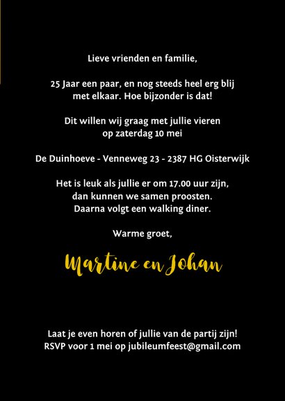 Uitnodiging jubileum champagne en slingers binnen eigen foto 3