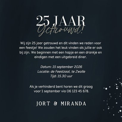 Uitnodiging jubileum donkerblauw zilver 25 jaar getrouwd 3
