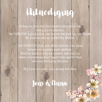 Uitnodiging jubileum foto bloemen 3