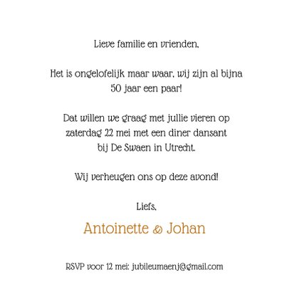 Uitnodiging jubileum klassiek collage foto's 3