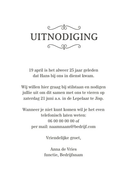 Uitnodiging jubileum medewerker 3