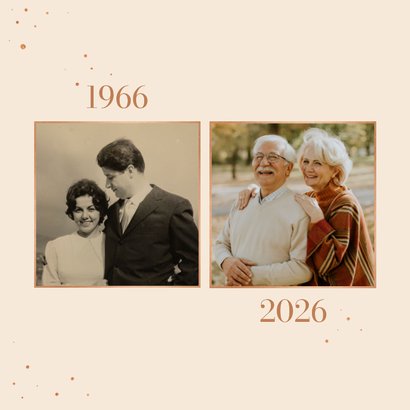 Uitnodiging jubileum met foto's en spetters koper 2