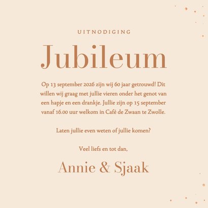 Uitnodiging jubileum met foto's en spetters koper 3