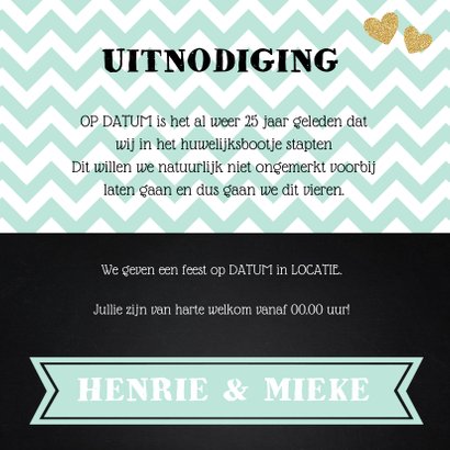Uitnodiging jubileum mint foto krijtbord 3