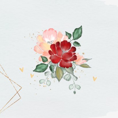 Uitnodiging jubileum trouwdag met rozen en goud 2