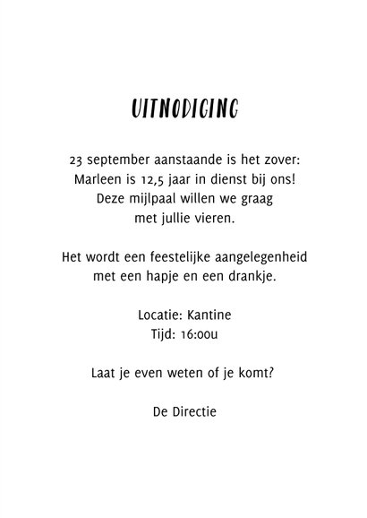 Uitnodiging jubileum werk 3