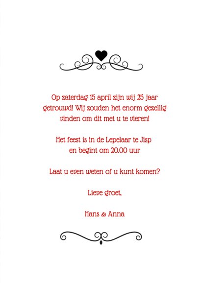 Uitnodiging jubileum wit hout 3