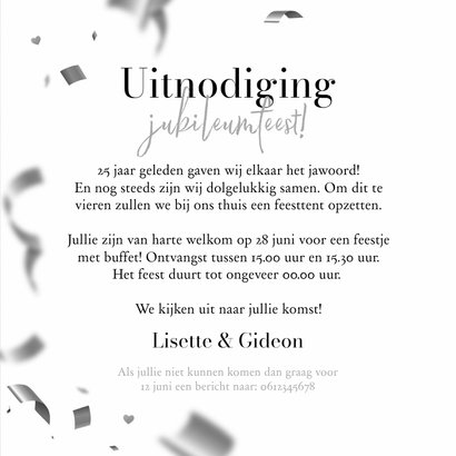 Uitnodiging jubileumfeest 25 jaar getrouwd krijtbord ballon 3