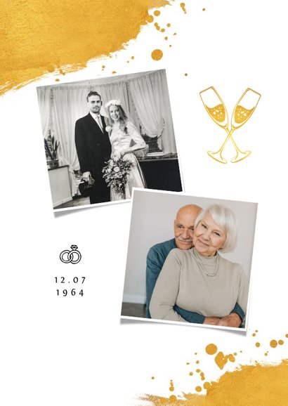 Uitnodiging jubileumfeest 60 jaar getrouwd goud foto cheers 2