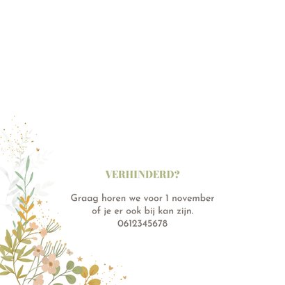 Uitnodiging jubileumfeest bloemen en hartjes  2