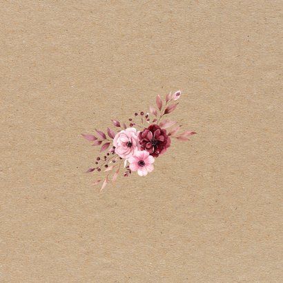 Uitnodiging jubileumfeest met vintage bloemen kraftpapier Achterkant