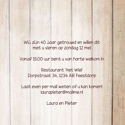 Uitnodiging jubileumkaart 40 jaar - graffiti hart 3